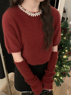 清仓价 SHEEP2025年冬上新韩式高配浣熊款针织衫女(配袖套)不退换