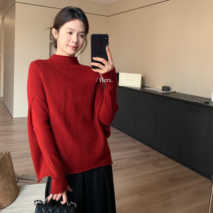Hers一勺甜秋冬简约气质V领长袖针织衫+无袖马甲两件套装女92828