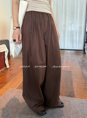 DIGM 2025秋季新款韩版时尚百搭松紧腰显瘦直筒阔腿裤休闲裤女