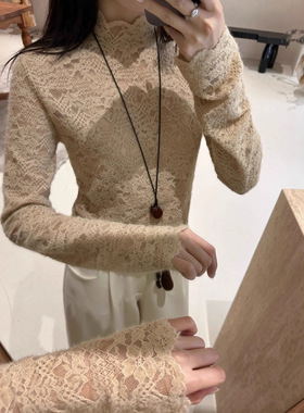 DIGM广州十三行女装2025秋冬蕾丝绣花弹力针织衫打底衫女A09515