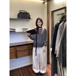 【密思家】高品质经典条纹撞色50羊毛软糯慵懒舒适保暖毛衣13671