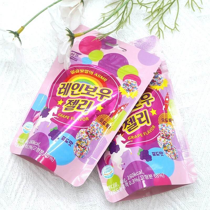 SEOJU西洲彩虹色软糖葡萄味缤纷彩色糖球韩国进口零食46g儿童软糖
