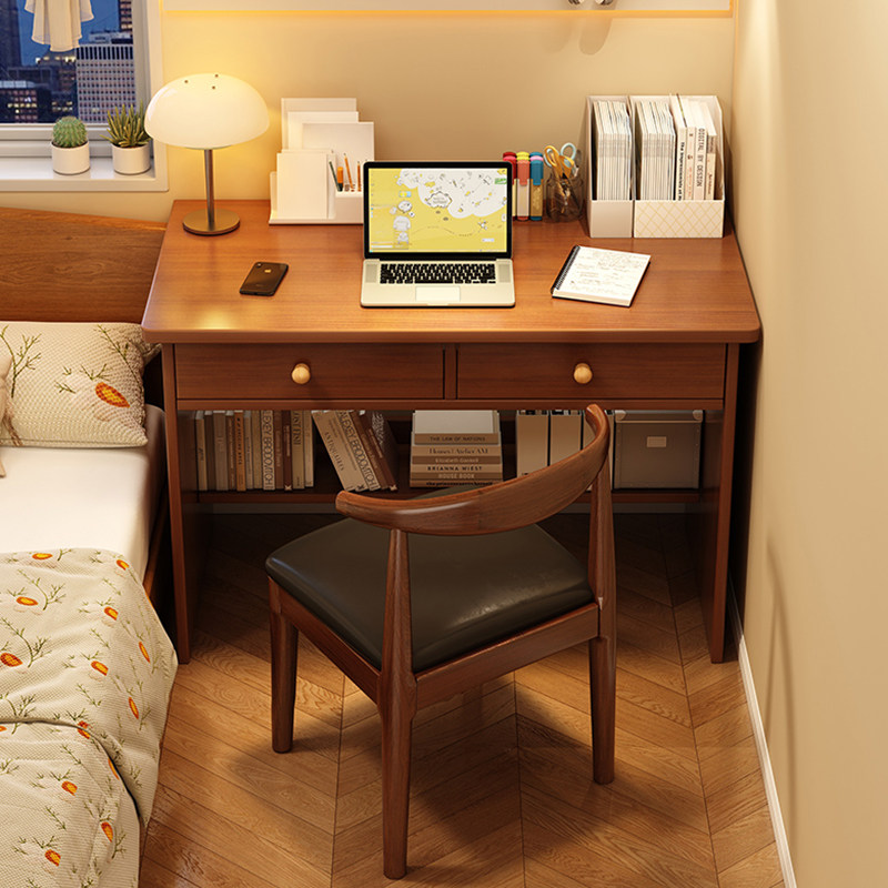书桌台式电脑桌家用小型书桌子带抽屉出租屋卧室床边简易学习桌