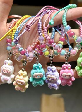 拉布布手链labubu手链女可调节串珠手链简约手链小众招财爆款