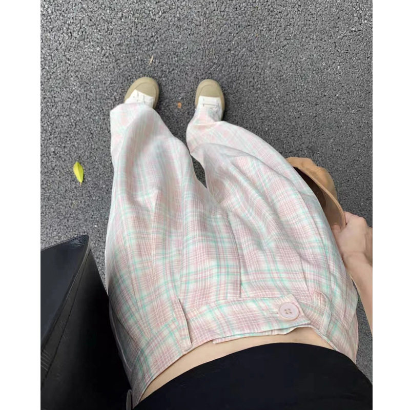 格子西装裤女20夏季新款