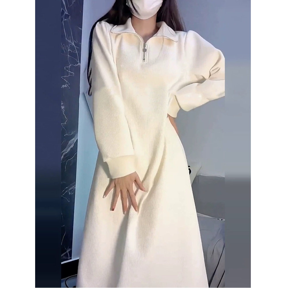 温柔风宽松长袖毛衣裙女