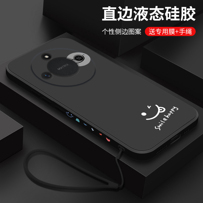 适用荣耀X60手机壳新款x60pro液态硅胶软壳por华为honor镜头全包防摔保护套男女生BRCP-AN00卡通时尚网红笑脸
