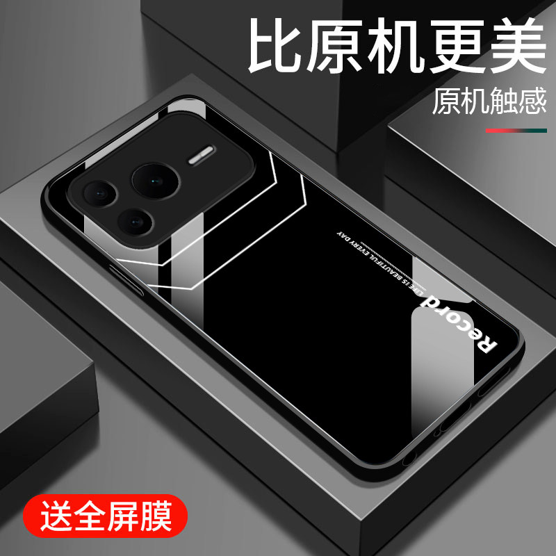 适用荣耀Power2手机壳新款power钢化玻璃镜面保护套华为honor镜头全包防摔硬壳SER-AN00男士简约高级字母线条