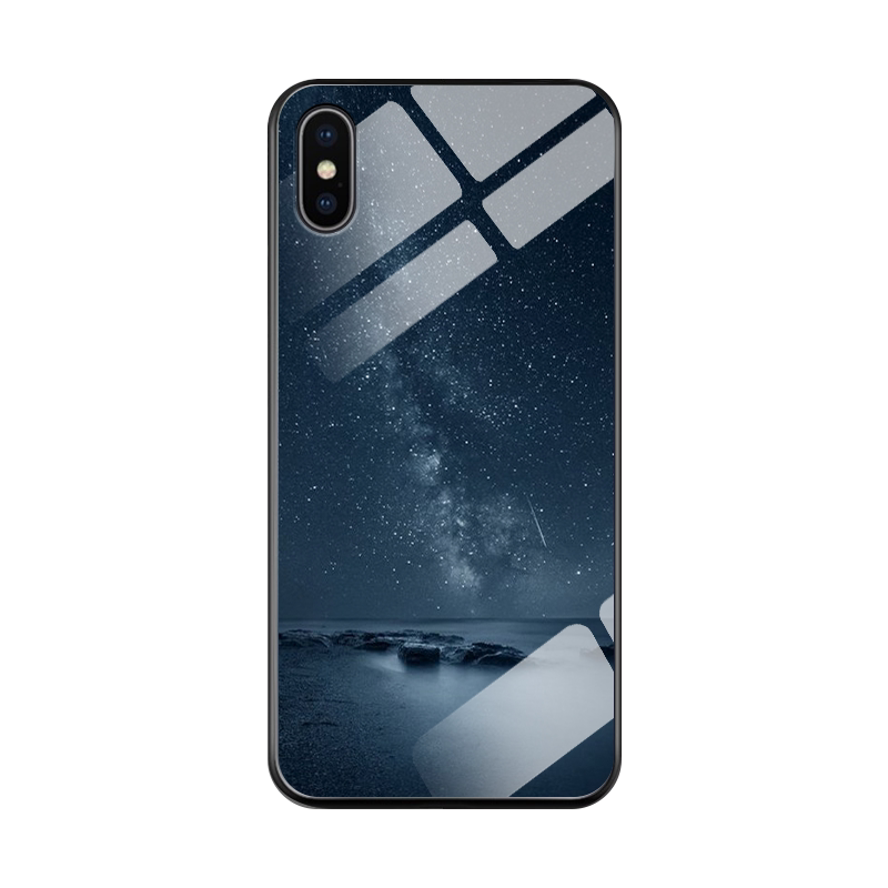 适用iPhoneX手机壳XR新款苹果xsmax钢化玻璃镜面Xs保护套男女生iphoneSE镜头全包se2防摔se3硬壳简约时尚星空