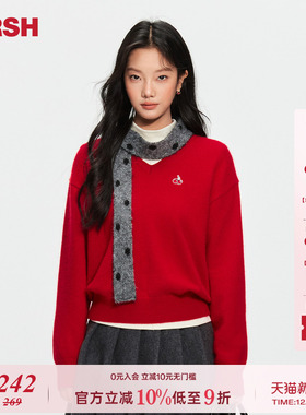 樱桃KIRSH 韩系灰色波点长条针织小围巾女秋冬搭配感装饰飘带围脖