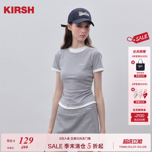 2026新款 樱桃KIRSH 韩系假两件收腰短袖 T恤女夏季 显瘦上衣 修身