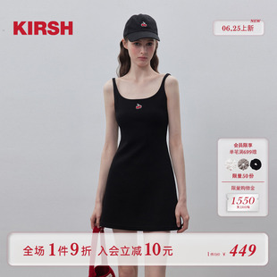 櫻桃KIRSH 韓系黑色吊帶連衣裙女夏季 顯瘦收腰裙子 孟子義同款