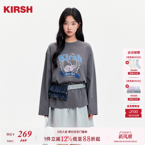 樱桃KIRSH韩系复古印花纯棉T恤