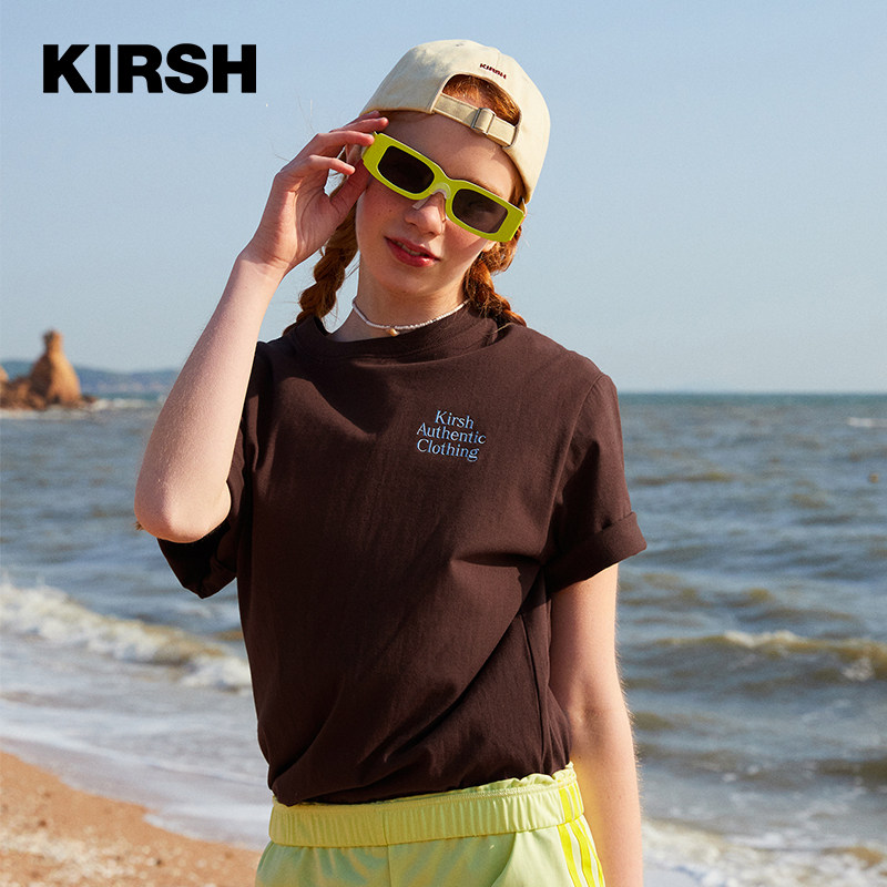 kirsh大樱桃新款短袖女夏百搭字母经典休闲纯色简约显瘦t恤