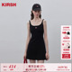 韩系黑色吊带连衣裙女夏季 樱桃KIRSH 显瘦收腰裙子 赵昭仪同款