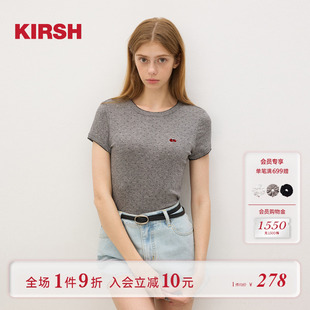 正肩上衣 樱桃KIRSH 韩系波点刺绣T恤女夏季 2025新款 青春甜美短袖