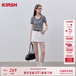 休闲修身 T恤女夏2025新款 显瘦上衣 韩系条纹圆领短袖 樱桃KIRSH