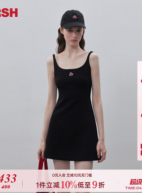 【赵昭仪同款】樱桃KIRSH 韩系黑色吊带连衣裙女夏季显瘦收腰裙子