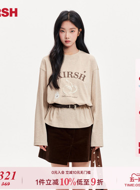 樱桃KIRSH 韩系 Witty Bunny花纱小兔子刺绣T恤潮流长袖上衣少女