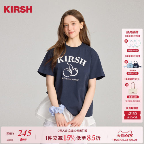 kirsh大樱桃印花短袖T恤女