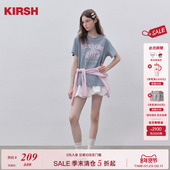 樱桃KIRSH 休闲圆领上衣女生 T恤女2026春夏韩版 经典 印花宽松短袖