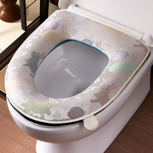 织锦缎拉链款马桶垫新中式