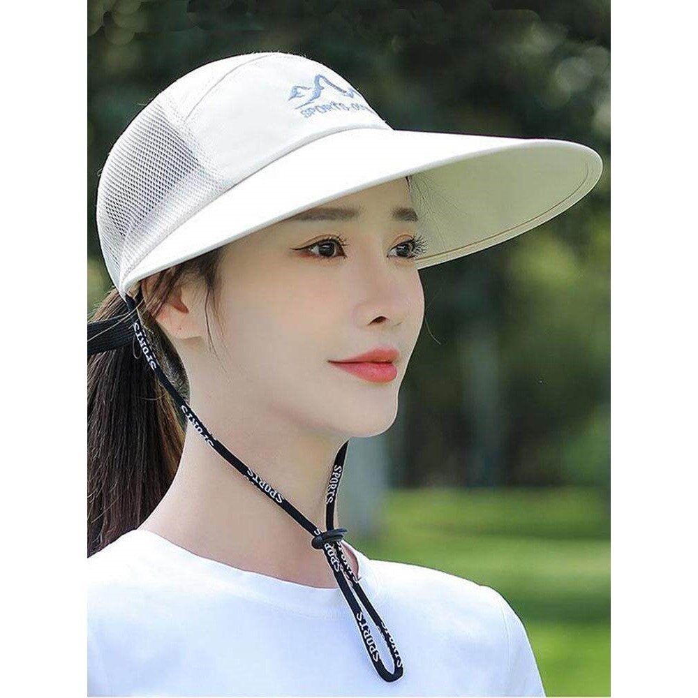 防晒透气遮阳太阳帽女 防紫外线时尚大沿防风绳帽 韩版潮网红帽子
