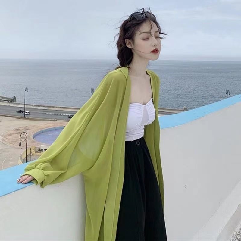 沙滩罩衫夏季海边度假防晒薄款泳衣外套百搭宽松冰丝雪纺披纱开衫
