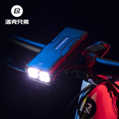 洛克兄弟自行车灯前灯强光手电筒夜骑USB充电山地公路车骑行装备
