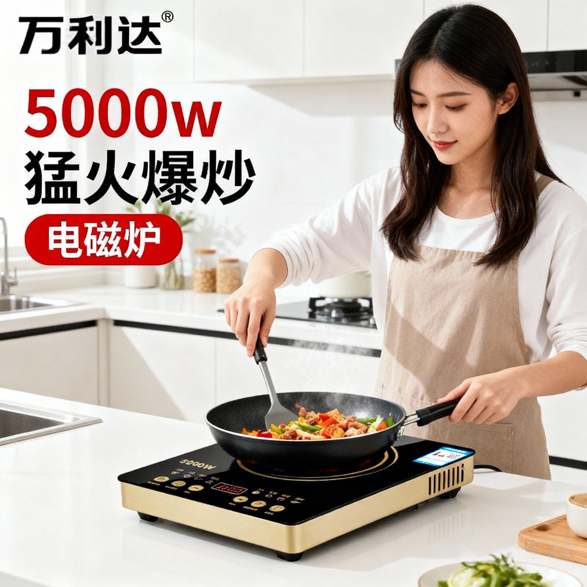 万利达电磁炉家用商用5000W大功率多功能火锅一体炒菜炉正品进口