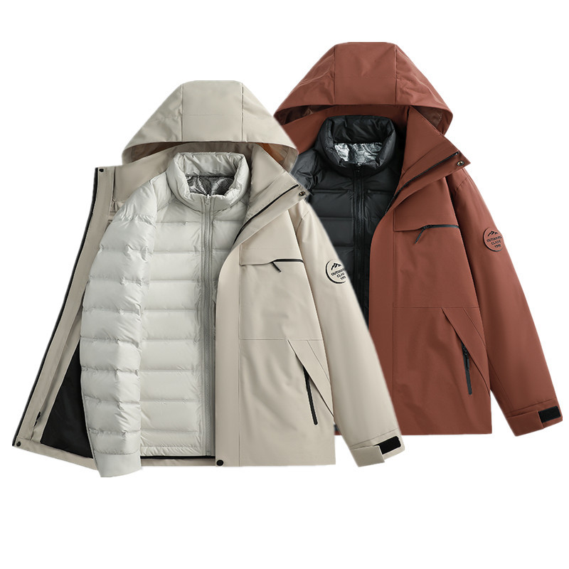 三合一羽绒内胆冲锋衣男定制户外脱卸两件套防寒团体登山服女印字