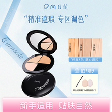 【官方正品】向日花三色遮瑕盘膏遮痘印斑点黑眼圈提亮泪沟面部遮