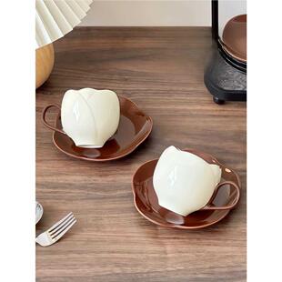 COCO 中古风精致咖啡杯碟套装家用高级感陶瓷杯碟礼物下午茶杯子