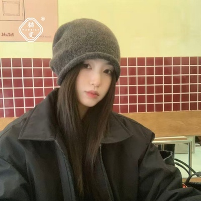 大头围宽松卷边羊毛堆堆帽慵懒