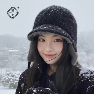 李兰迪同款加厚大头围雷锋帽子女冬季保暖防寒护耳毛绒帽子显脸小