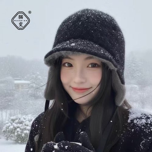 李兰迪同款加厚大头围雷锋帽子女