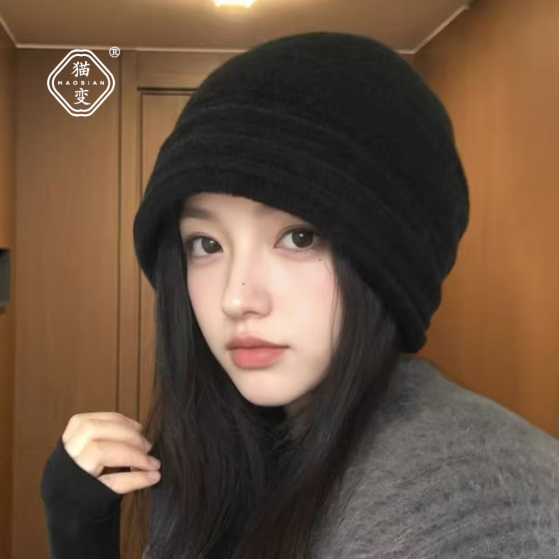 大头围褶皱堆堆帽女2025新款百搭