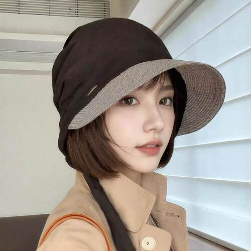 韩国出口亚麻蚕丝包头帽女飘带帽