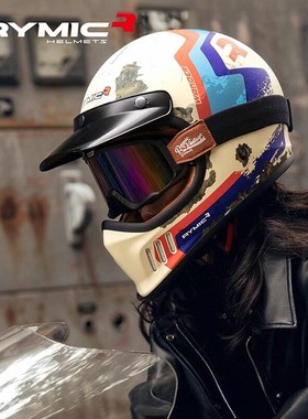 RYMIC睿觅哈雷复古头盔摩托车全盔机车男女四季轻便式夏季安全帽