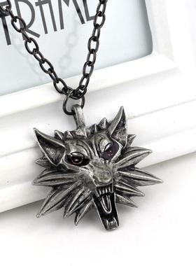 游戏周边欧美热销Witcher3 巫师3时尚个性狼头男士合金吊坠项链