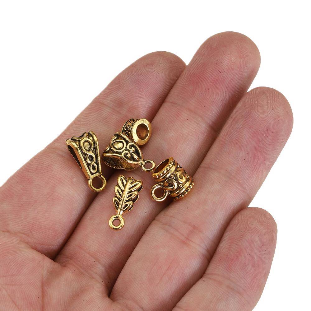10个古金色隔珠三通弯管挂头连接器 吊坠手链项链串珠饰品配件
