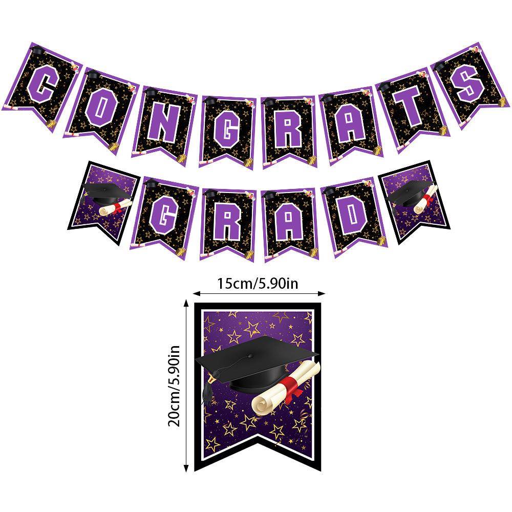 2025新款亚马逊毕业季燕尾字母横幅拉旗派对场景布置装饰拉旗