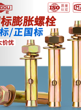 彩锌超长膨胀螺丝6厘6个8个膨胀螺丝国标M6M8M10M12M14M16M18M20M