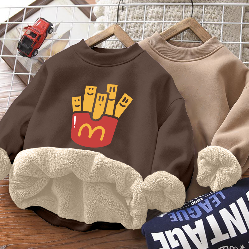 2025新款卡通印花中大童加绒卫衣