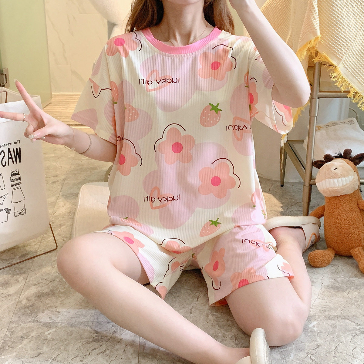 Short Sleeve Plus Size Loose Homewear Pajamas 短袖家居服睡衣