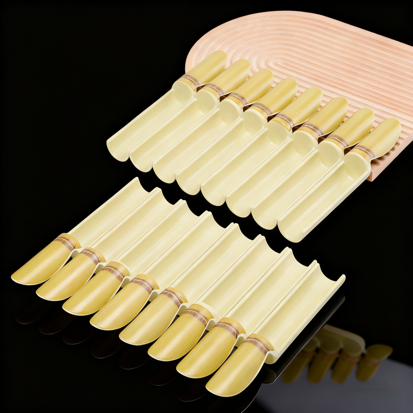 密胺餐具火锅店创意手打虾滑棒模具商用专用竹筒装盘容器虾滑盘子