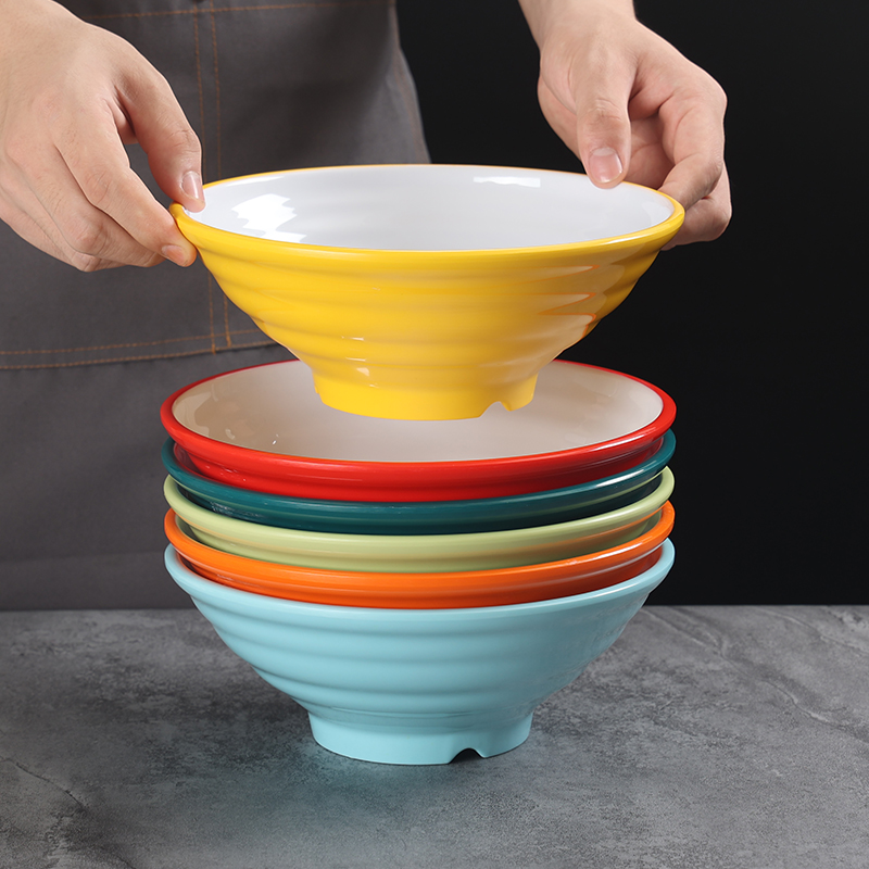 密胺面碗面馆专用仿瓷双色碗商用牛肉拉面碗麻辣烫碗汤粉螺蛳粉碗