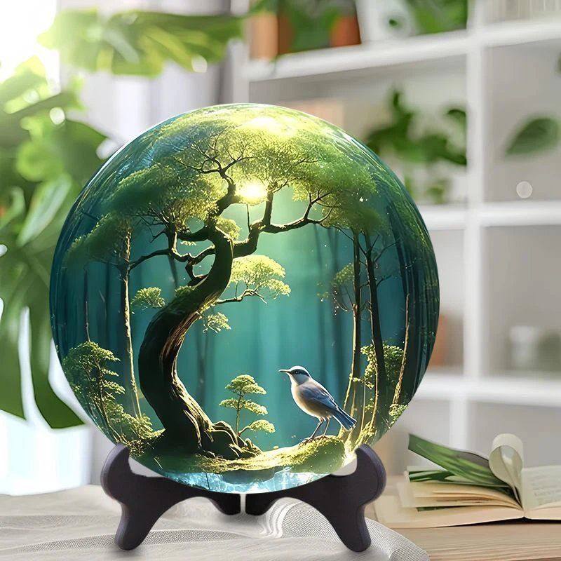唯美意境治愈风景水晶圆盘摆件家用房间书房客厅桌面摆台装饰新款,家居饰品,桌面摆台画,淘宝优惠券,粉丝福利购,淘宝优惠卷