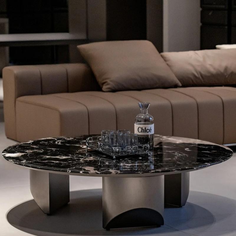 天然黑玫瑰大理石茶几