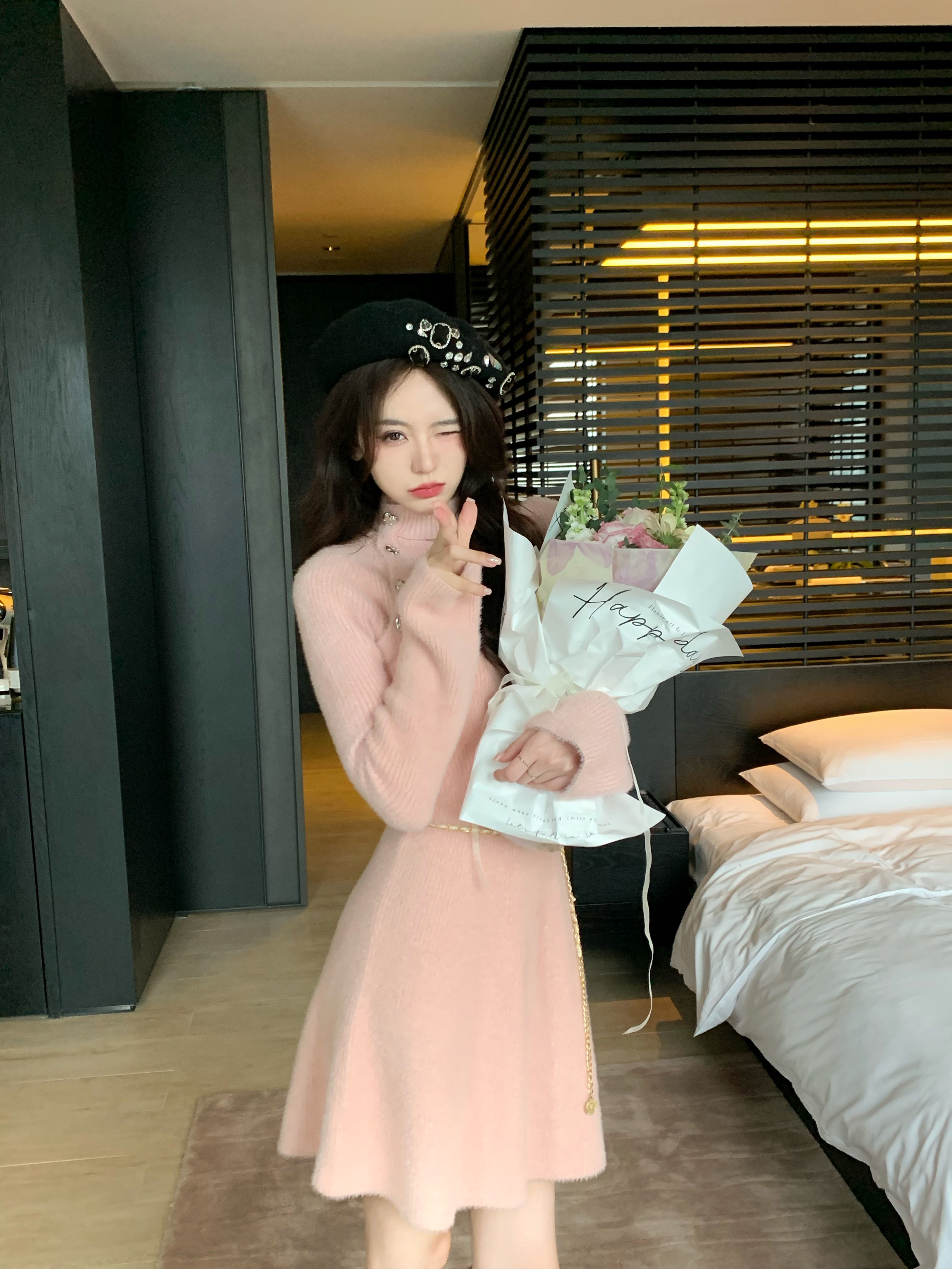 秋冬新款连衣裙甜辣修身